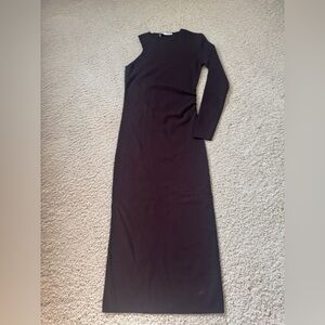 Zara Medium Brown bodycon ribbed dress long sleeve